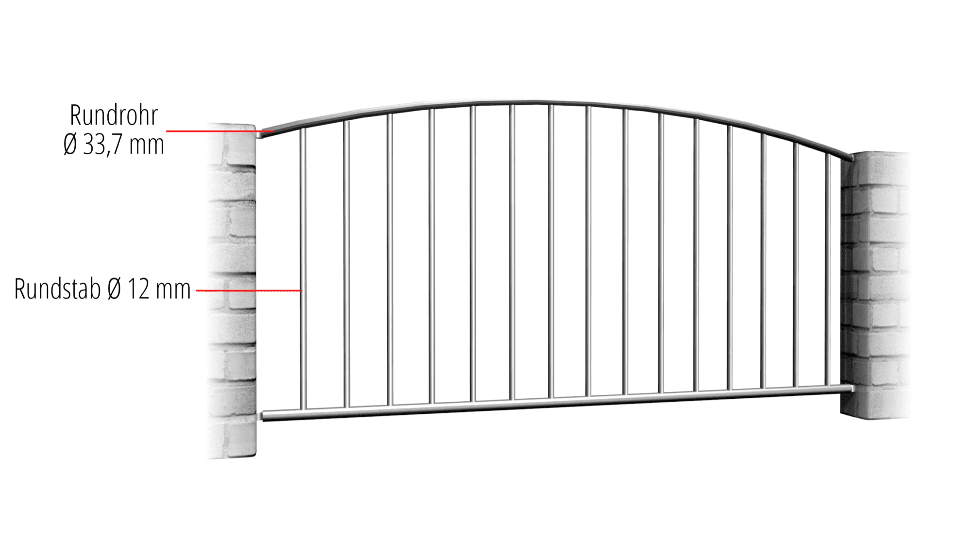 Gartenzaun Edelstahl Vertikalstab 2, OB