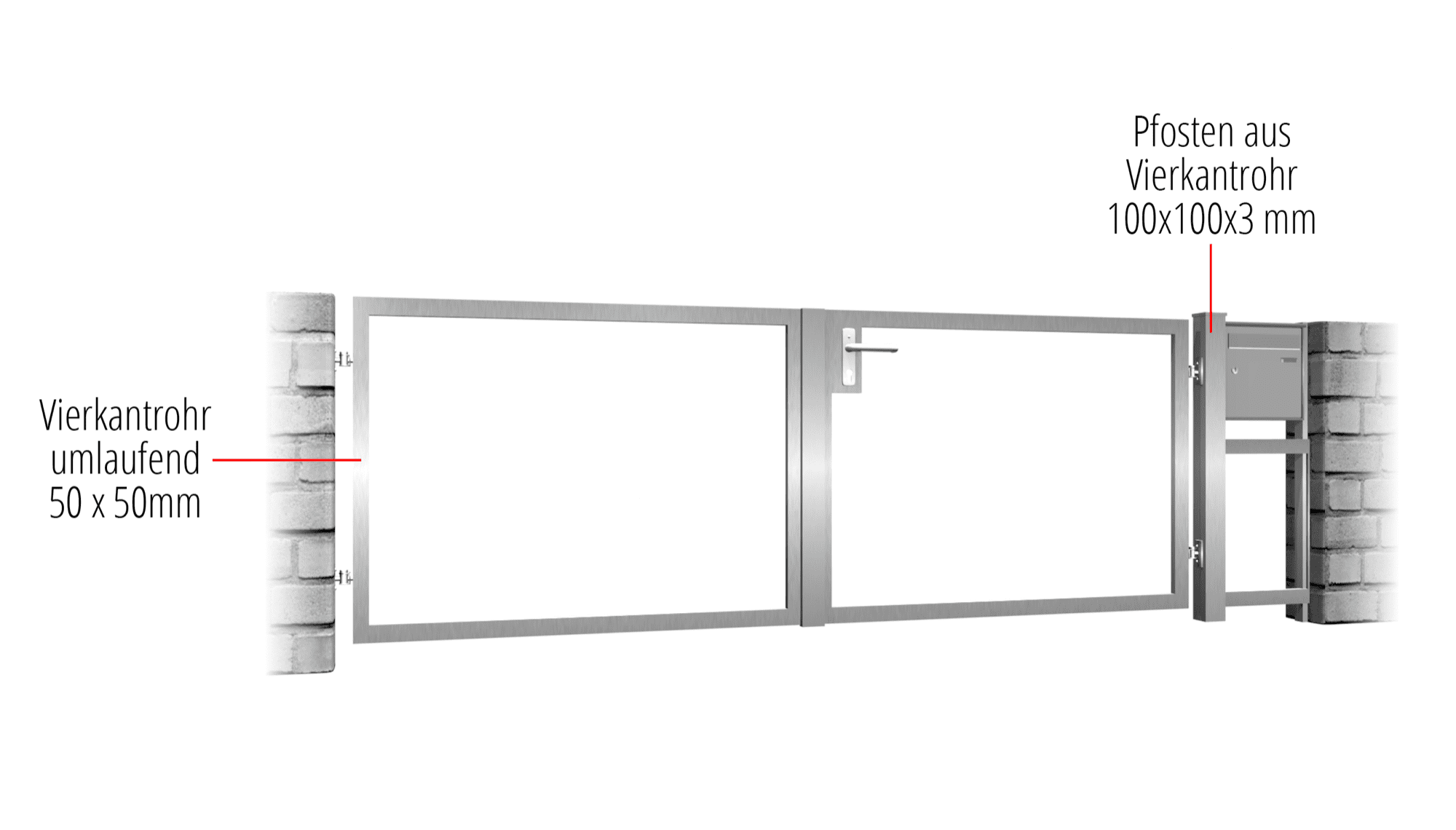 Gartentor Edelstahl 2-flügelig eigene Füllung, GE, BK