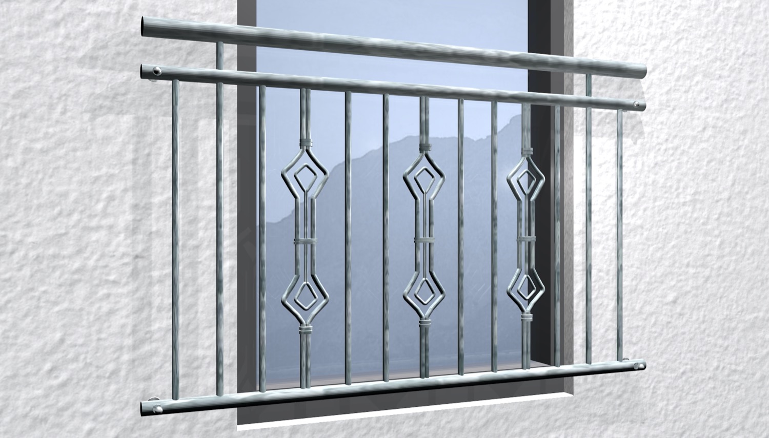 Französischer Balkon verzinkt Sanduhr Triple Ornament 