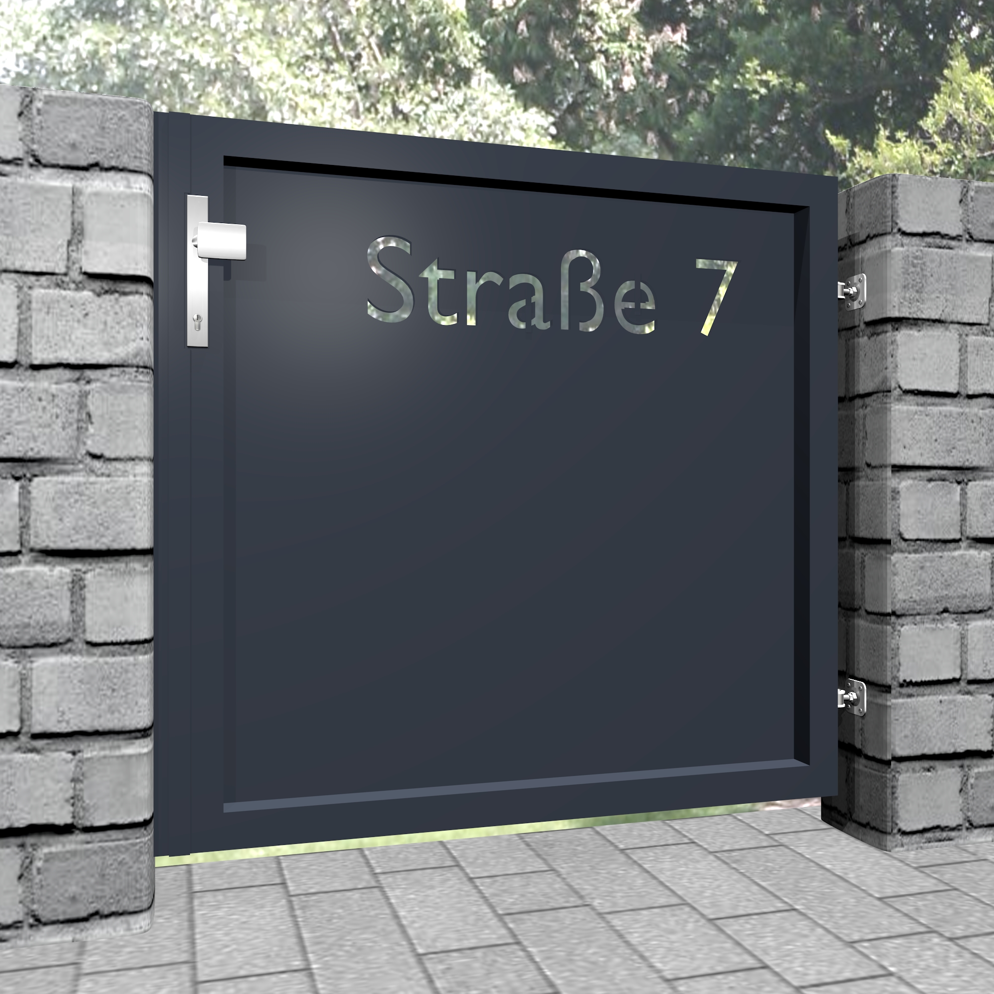 Gartentür Alu 1-flügelig Sichtschutz, STR, GE