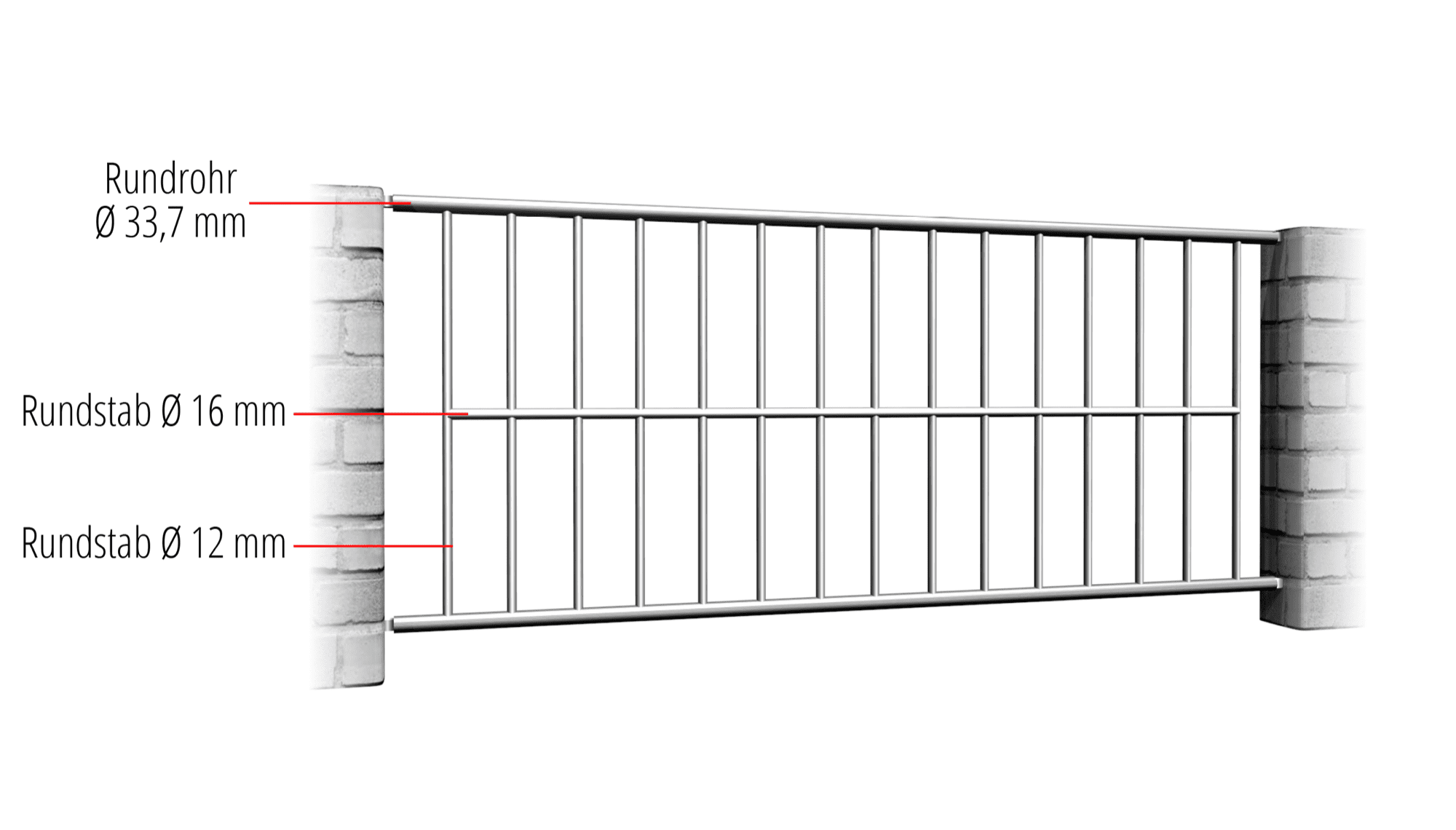 Gartenzaun Edelstahl Vertikalstab, GE