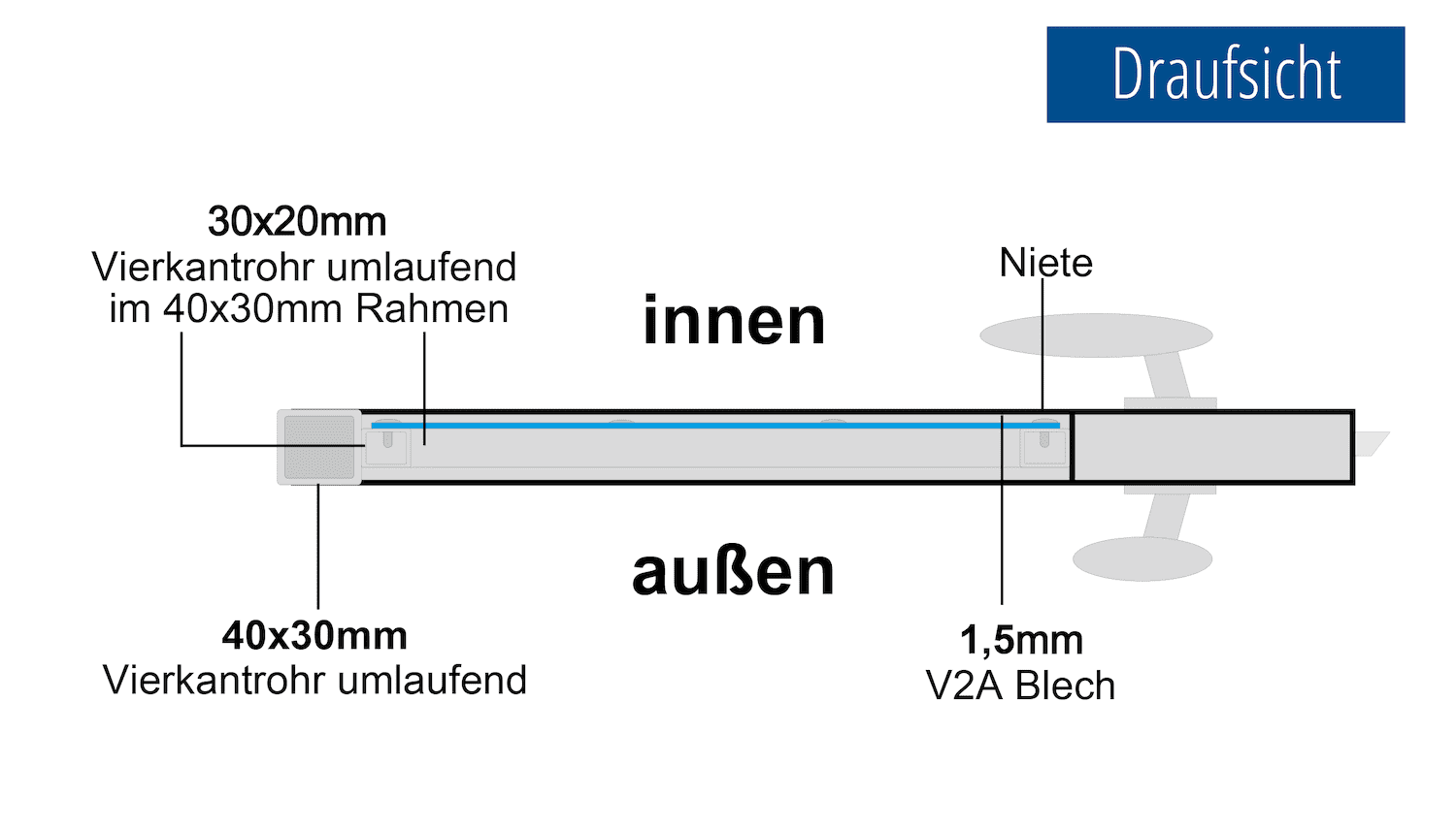 Gartentür Edelstahl 1-flügelig Sichtschutz Blickdicht, UB, BK