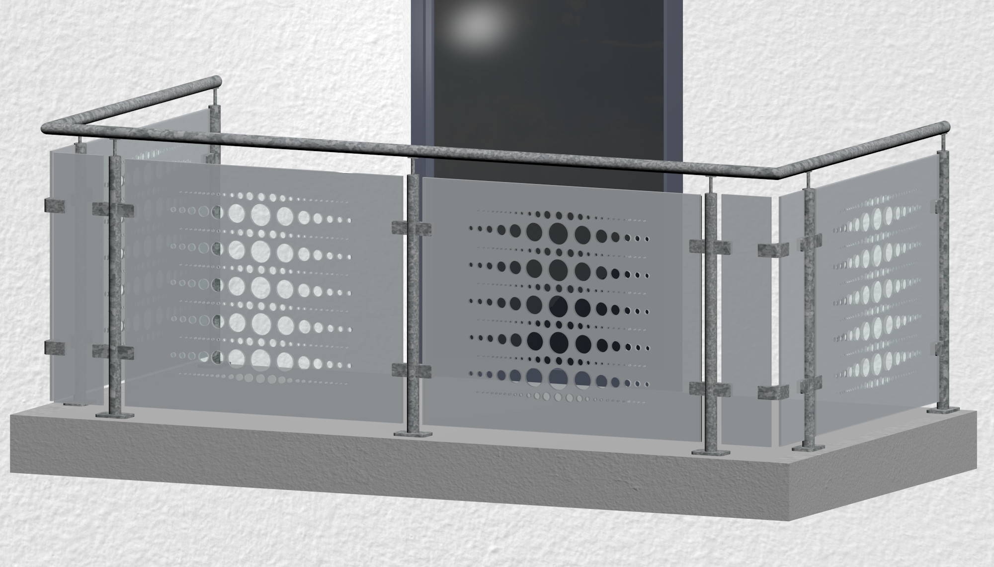 Balkongeländer verzinkt Designglas PE 2 MO 