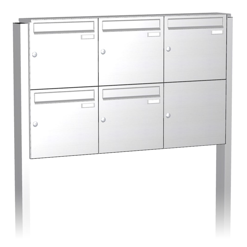 Briefkastenanlage | Freistehend | 5-fach | Senkrecht | Edelstahl