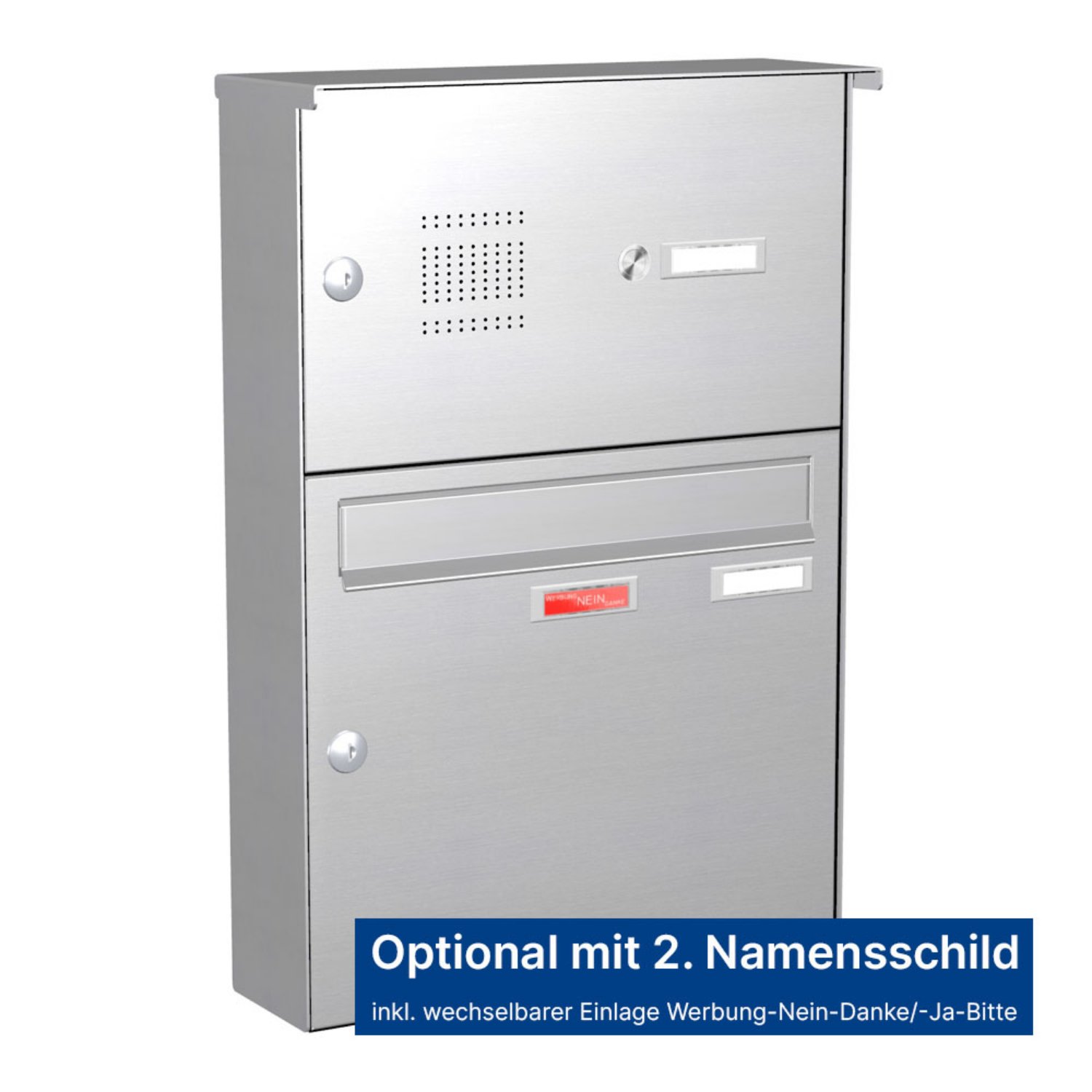 Briefkastenanlage | Aufputz | 1-fach | Senkrecht | Audio | Video | Edelstahl
