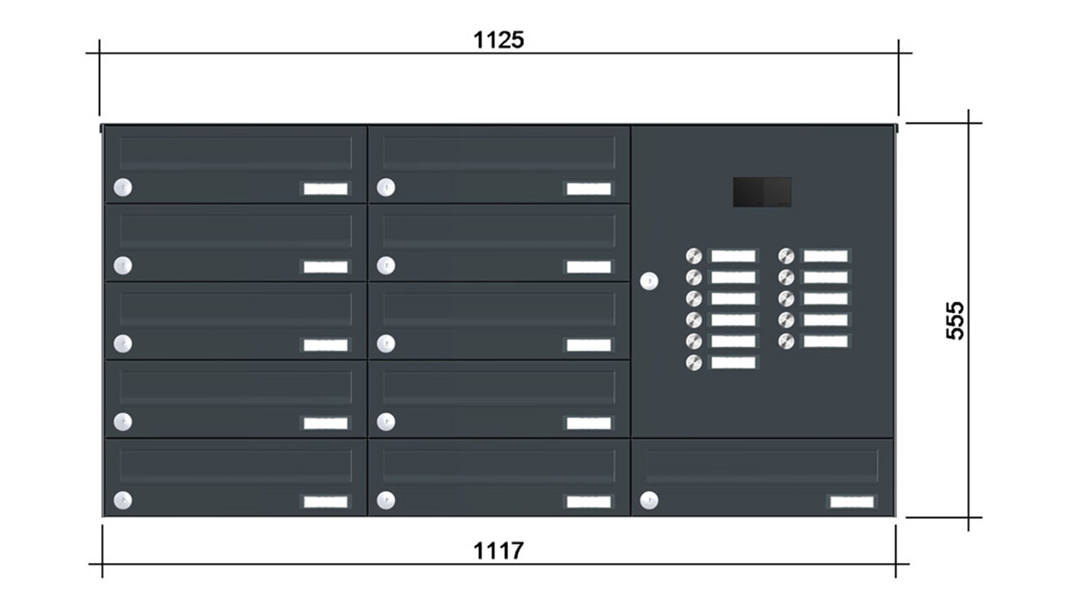 Briefkastenanlage | Aufputz | 11-fach | Waagerecht | Audio | Video | Farbe