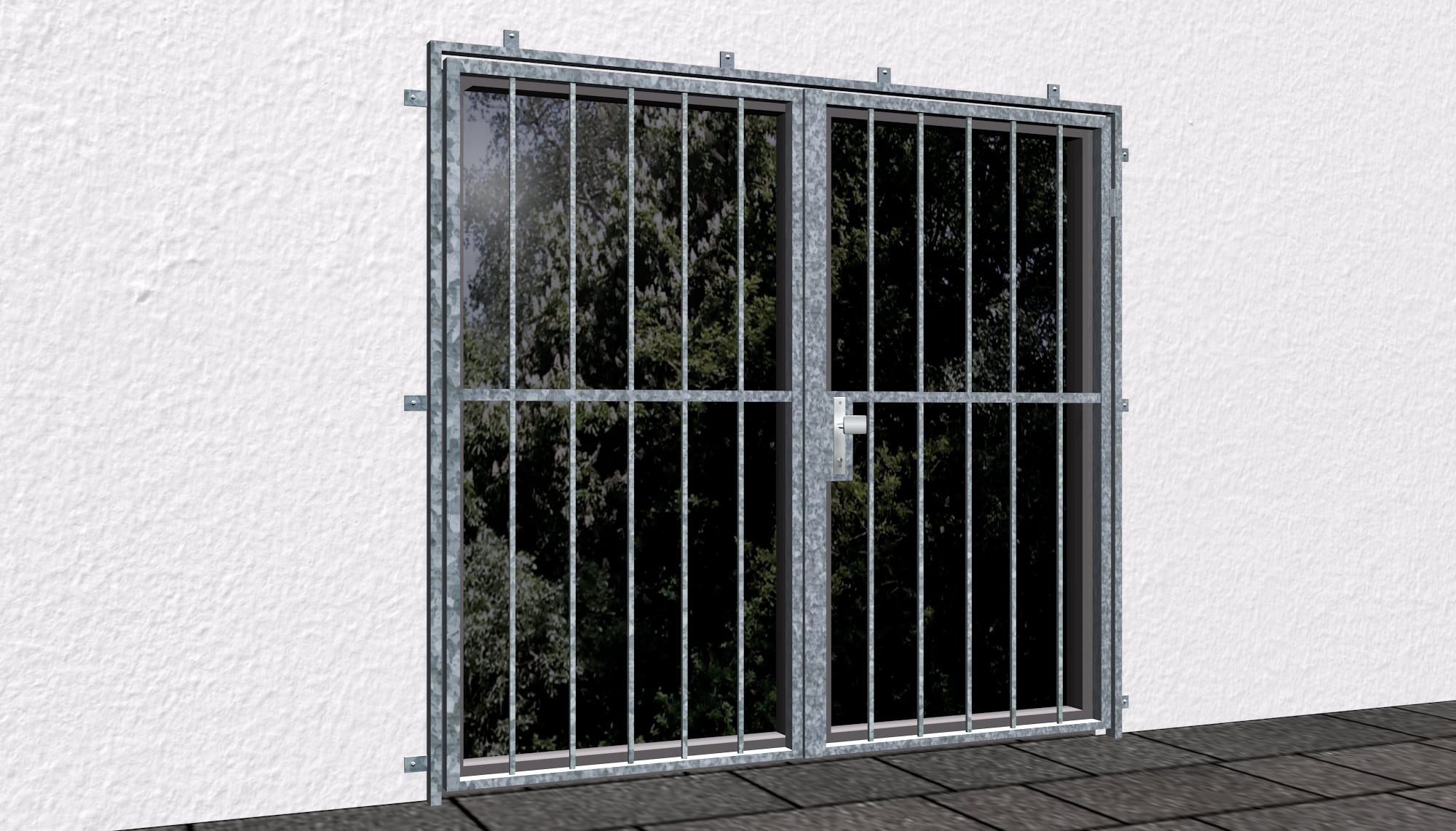 Gittertür verzinkt 2-flügelig Vertikalstab
