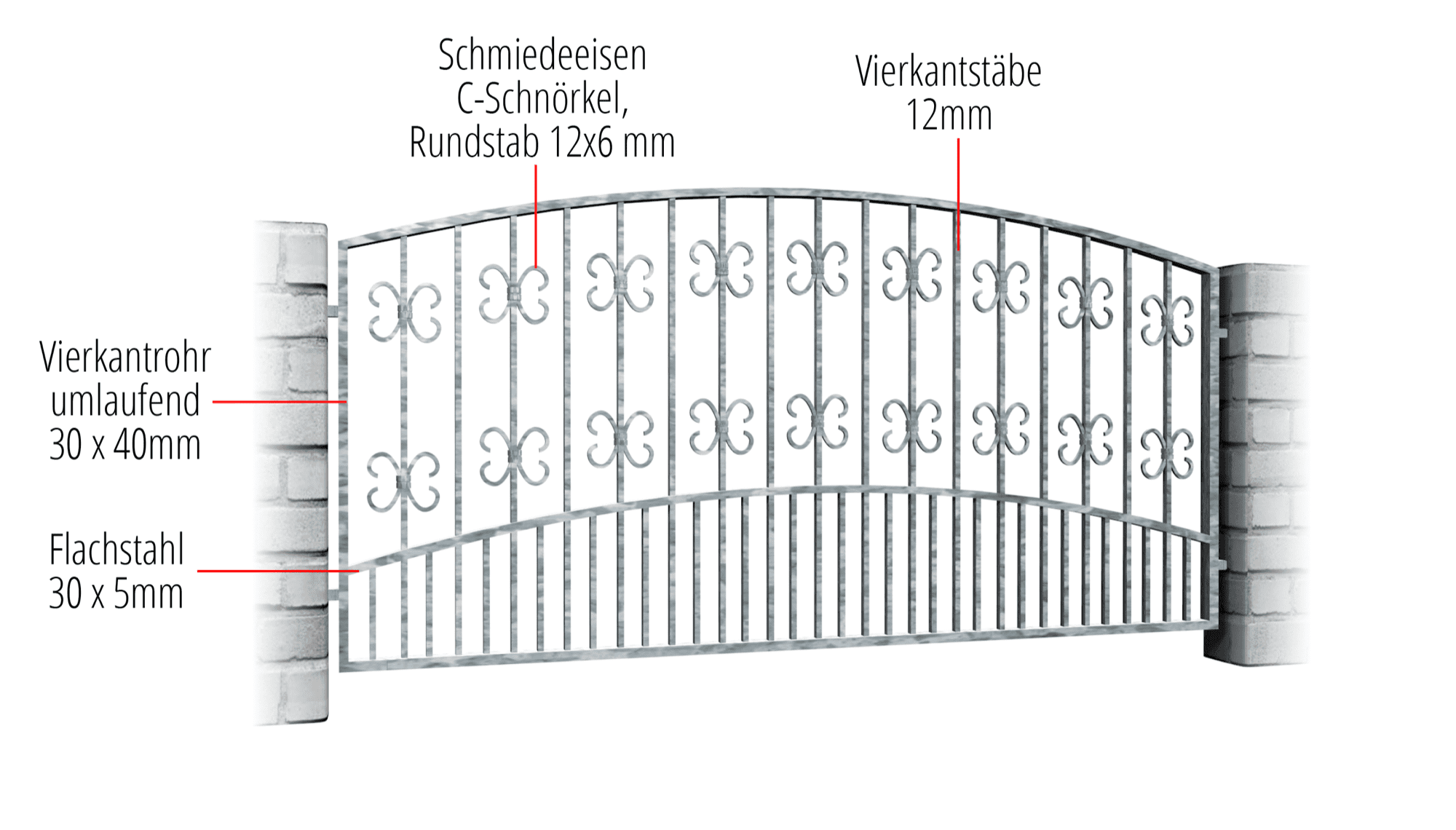 Gartenzaun verzinkt Barock, OB