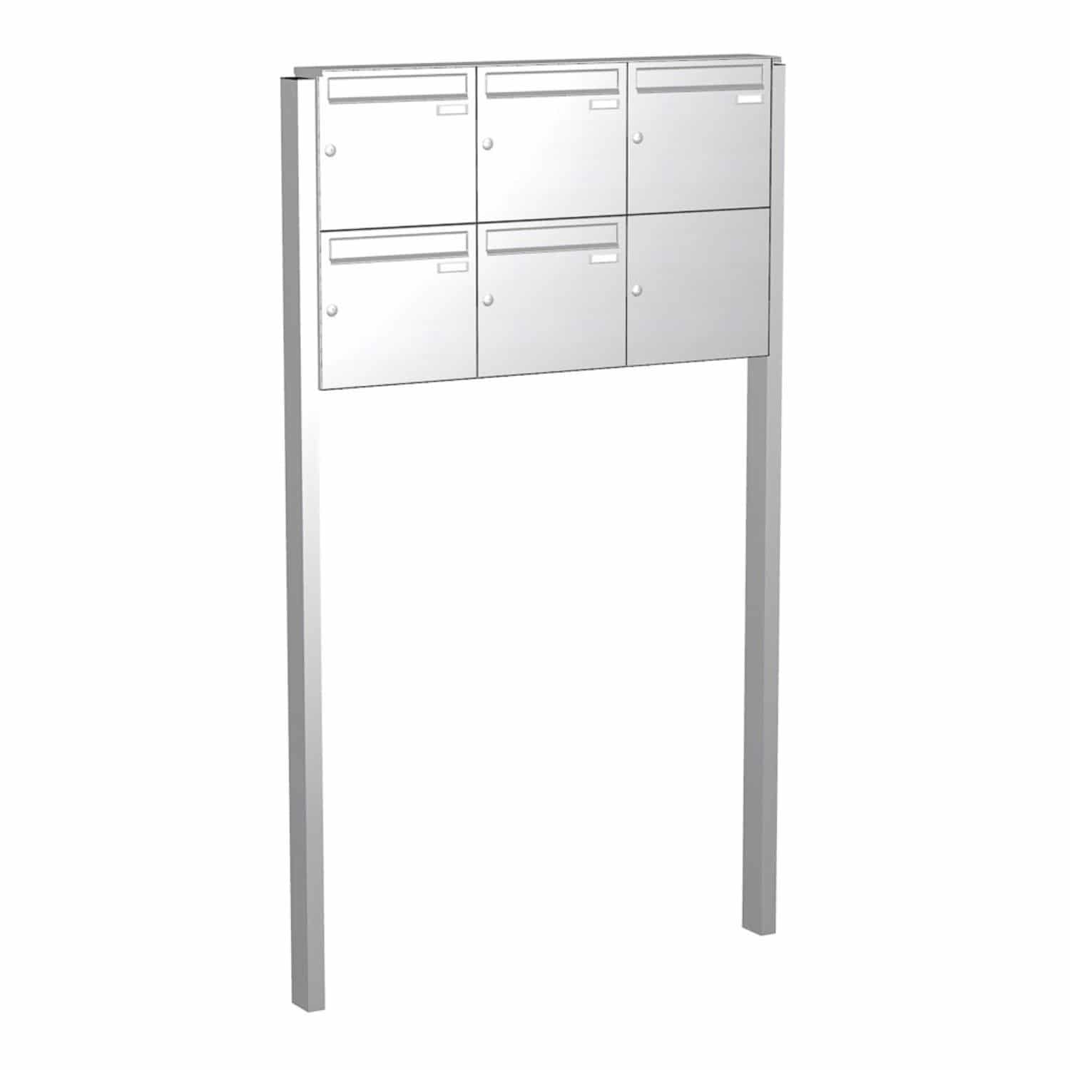 Briefkastenanlage | Freistehend | 5-fach | Senkrecht | Edelstahl