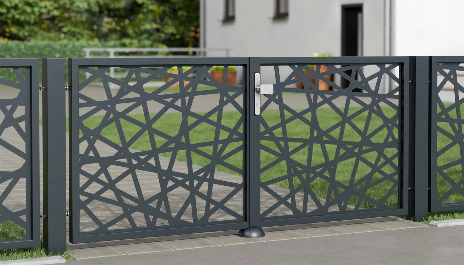 Gartentor Alu 2-flügelig Laserschnitt Design AB 1