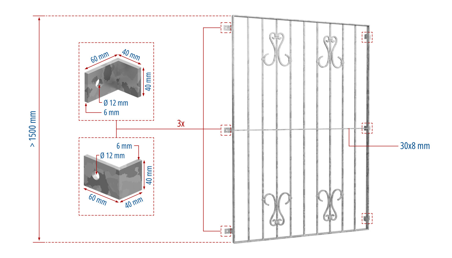 Fenstergitter verzinkt Schnörkel 2