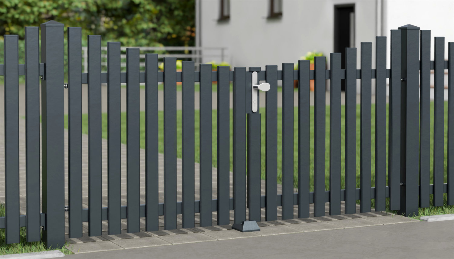 Gartentor Alu 2-flügelig Latten Modern, UB