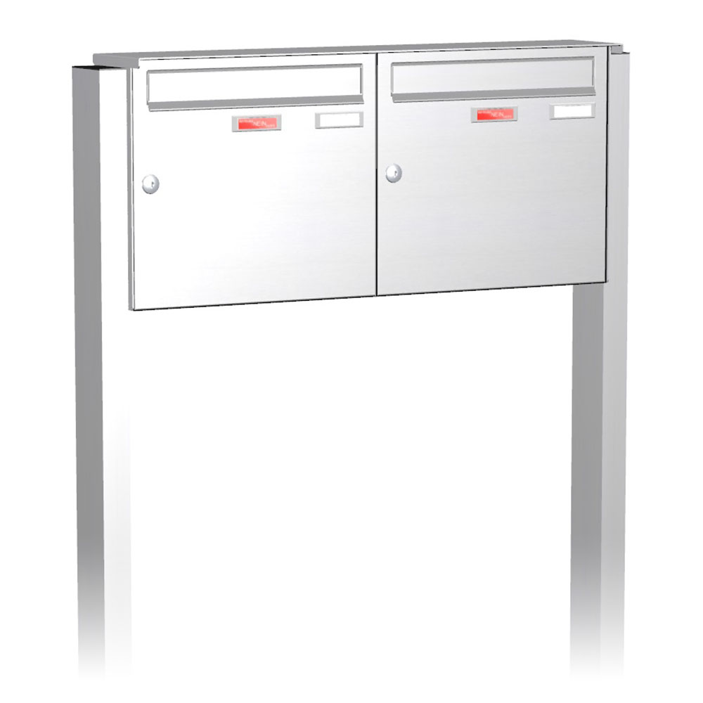 Briefkastenanlage | Freistehend | 2-fach | Senkrecht | Edelstahl