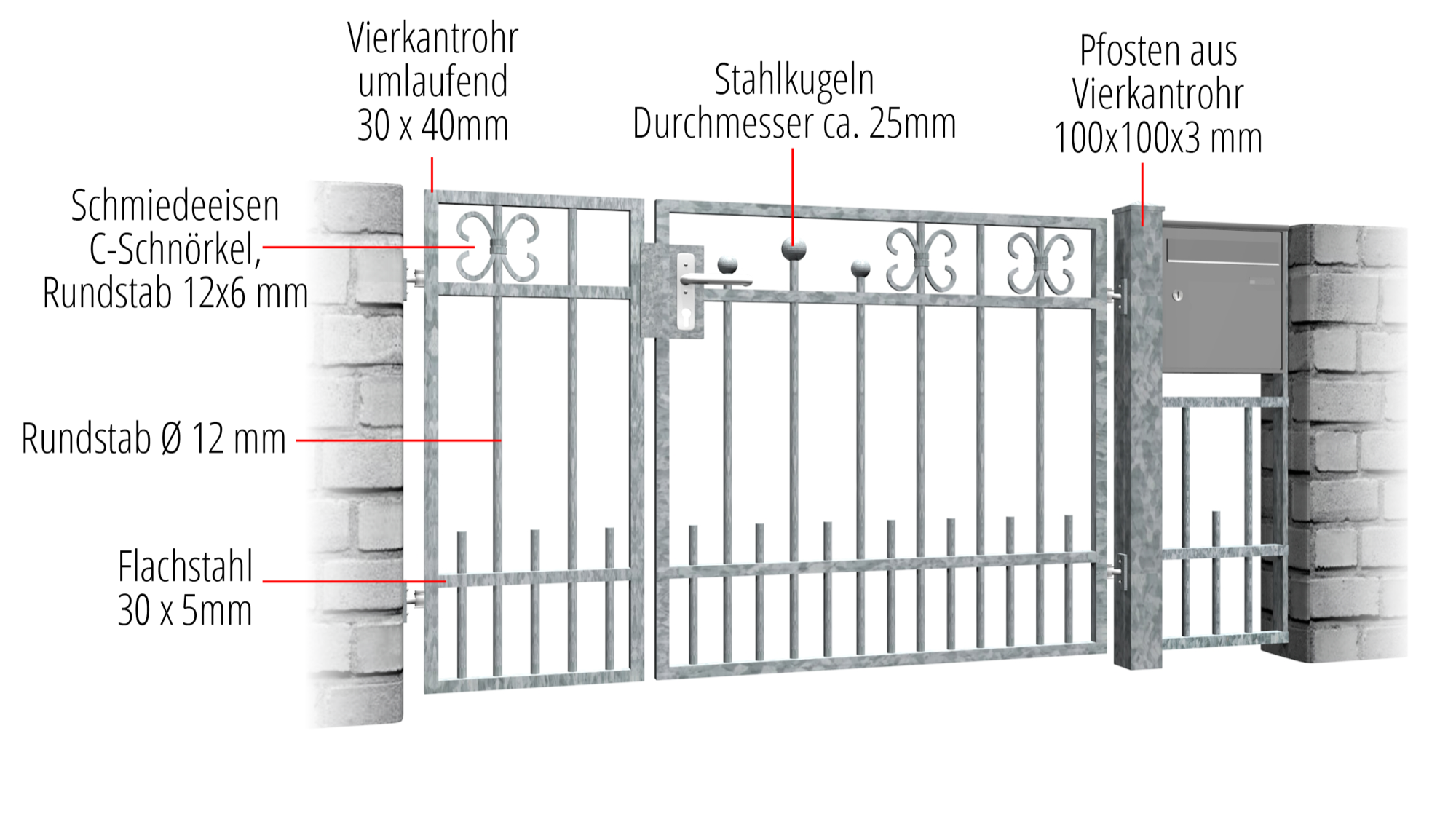 Gartentür verzinkt 2-flügelig Berlin, GE, BK