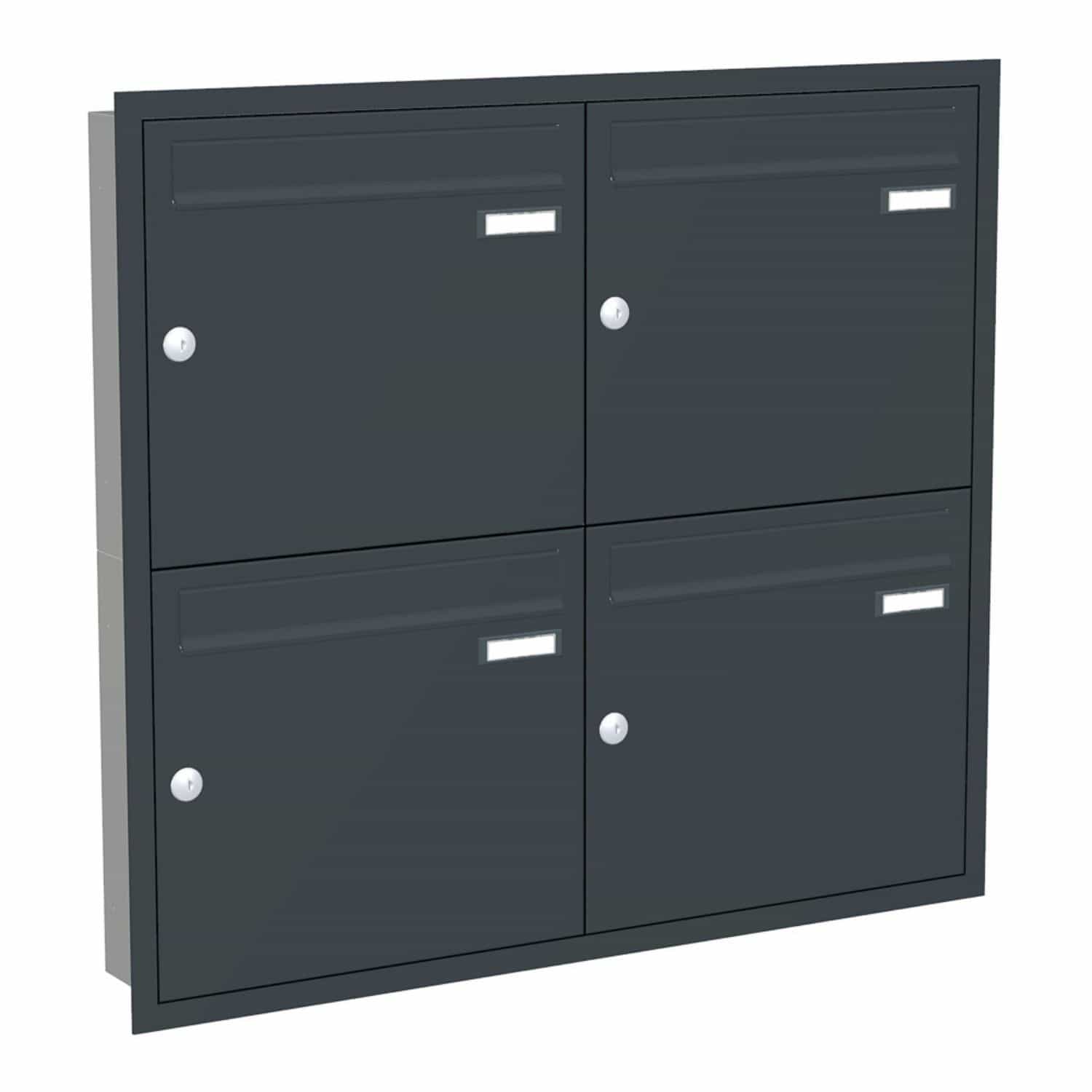 Briefkastenanlage | Unterputz | 4-fach | Senkrecht | Farbe