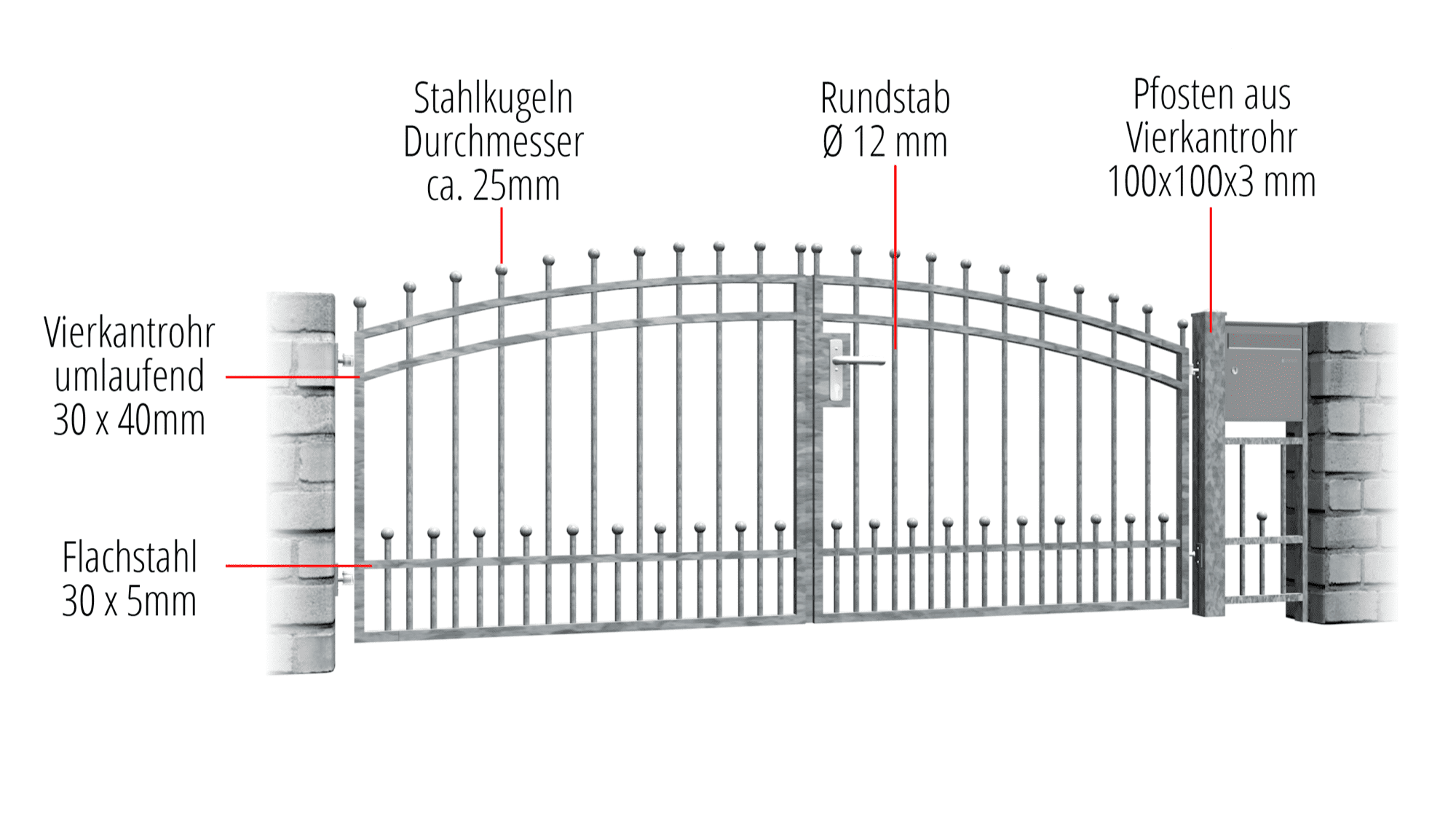 Gartentor verzinkt 2-flügelig Bonn, OB, BK