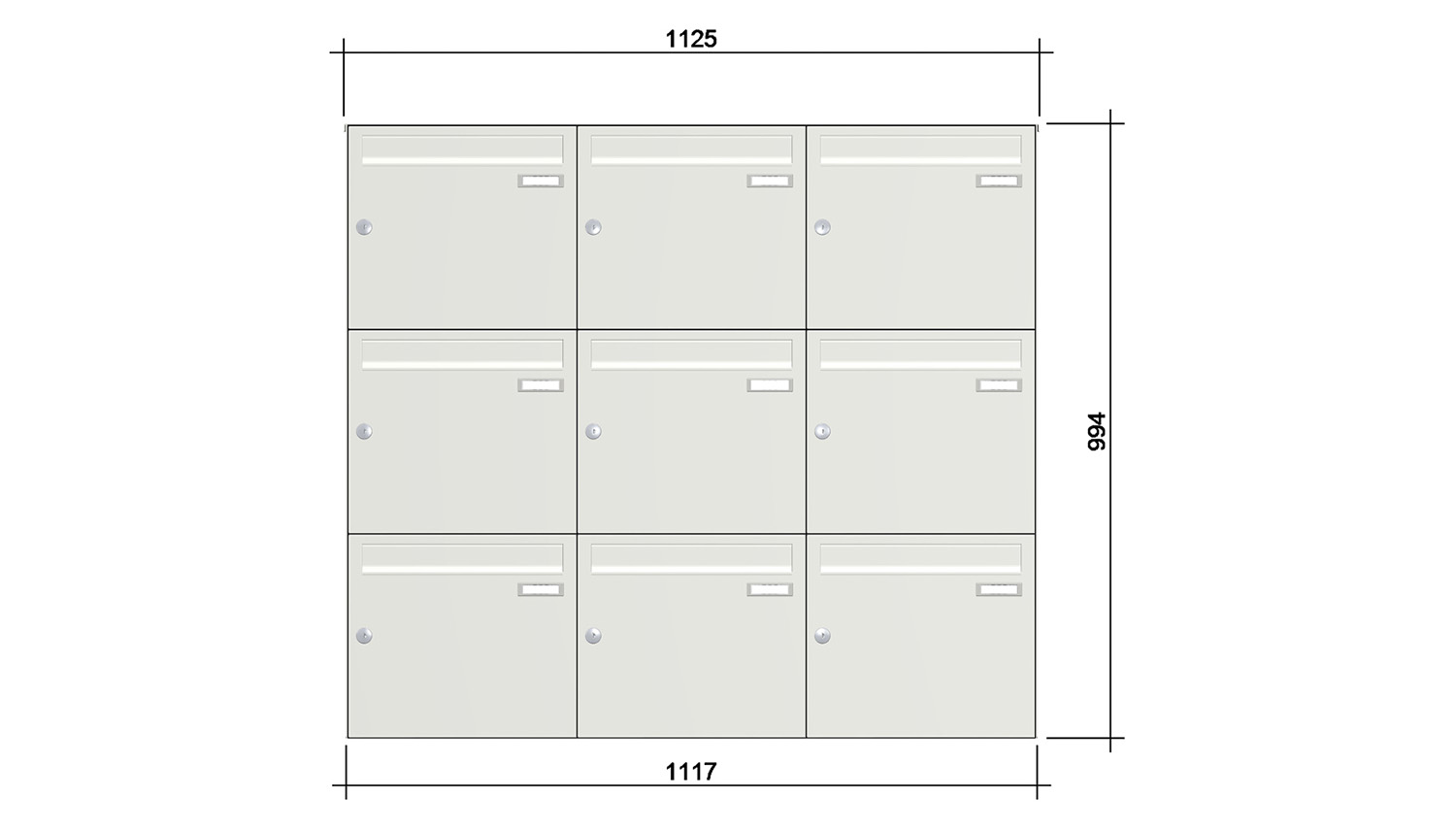 Briefkastenanlage | Aufputz | 9-fach | Senkrecht | Farbe