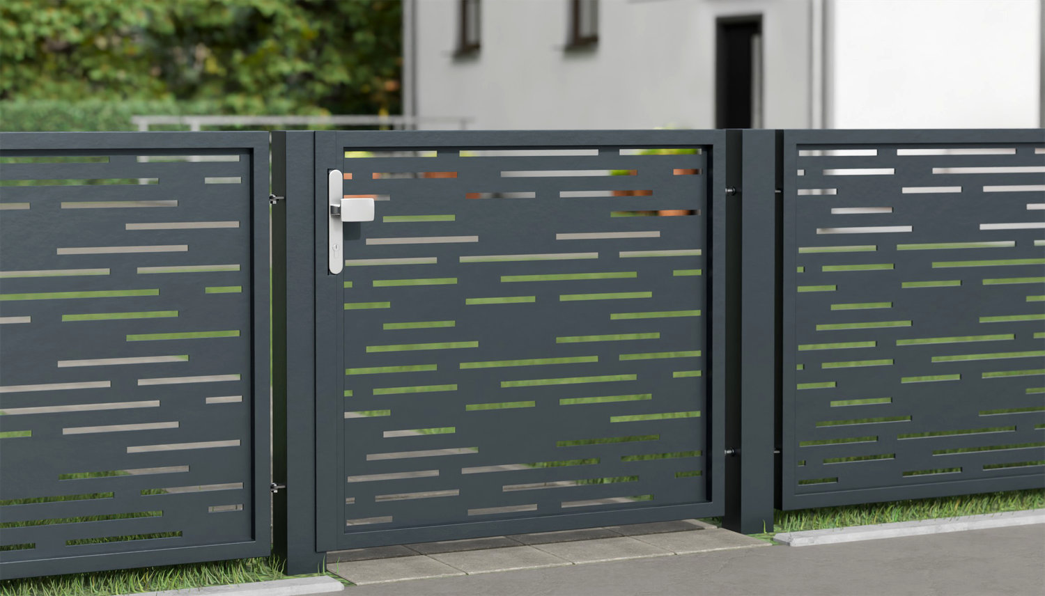 Gartentür Alu 1-flügelig Laserschnitt Design SF HO