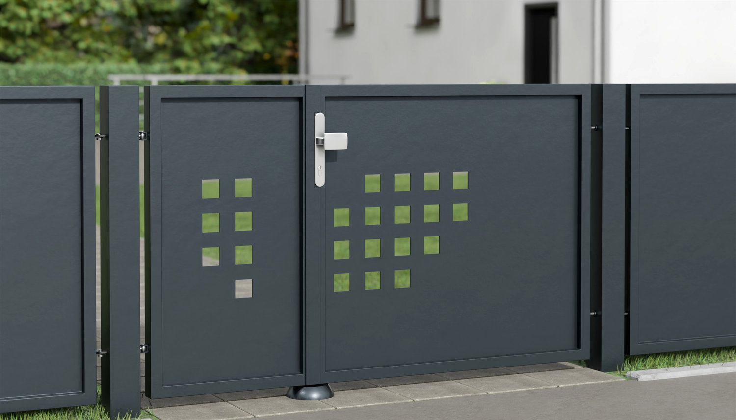 Gartentür Alu 2-flügelig Sichtschutz QLH, GE