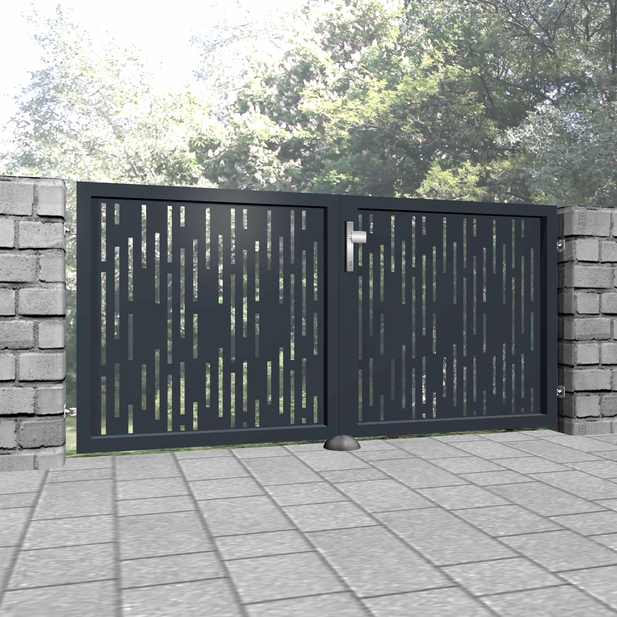 Gartentor Alu 2-flügelig Laserschnitt Design SF VE