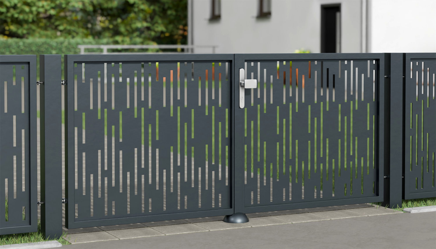 Gartentor Alu 2-flügelig Laserschnitt Design SF VE