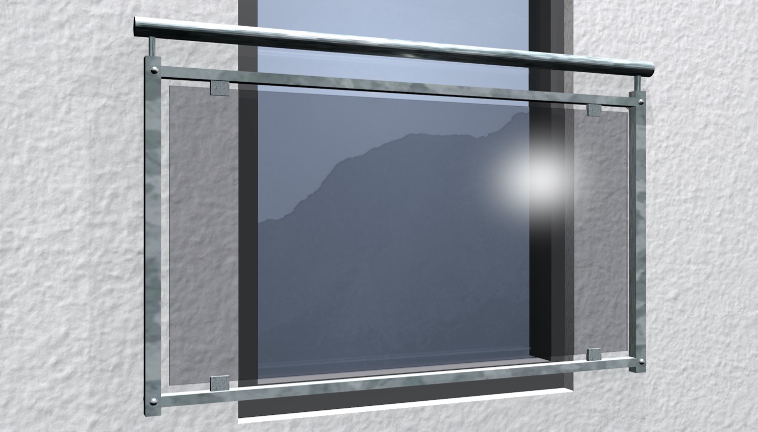 Französischer Balkon verzinkt Glas Grau