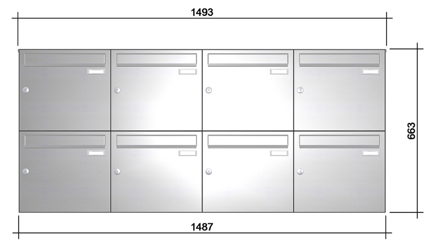 Briefkastenanlage | Aufputz | 8-fach | Senkrecht | Edelstahl