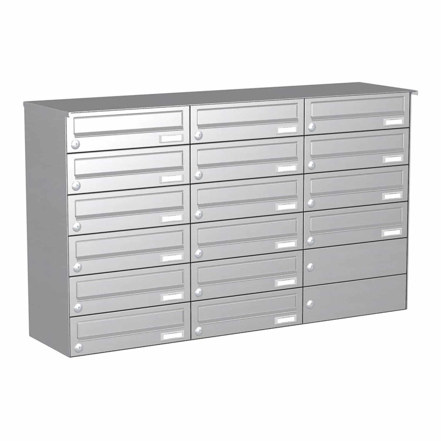 Briefkastenanlage | Aufputz | 16-fach | Waagerecht | Edelstahl