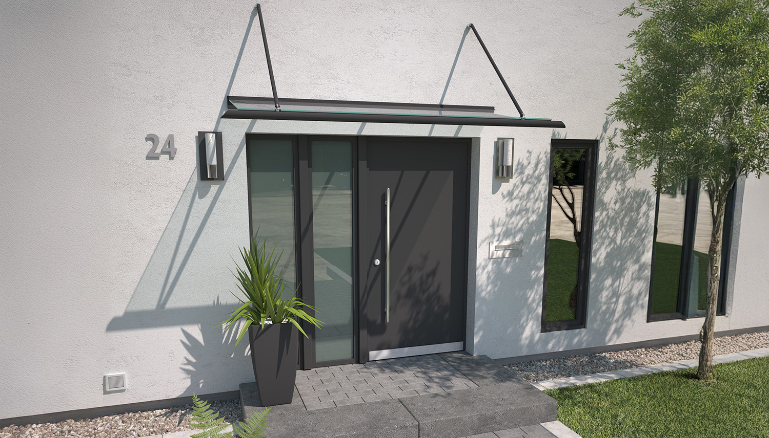 Vordach Aluminium Calypso 1 VSG-Glas