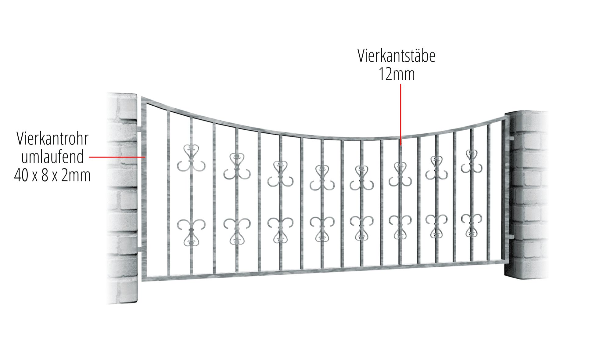 Gartenzaun verzinkt Schnörkel 2, UB