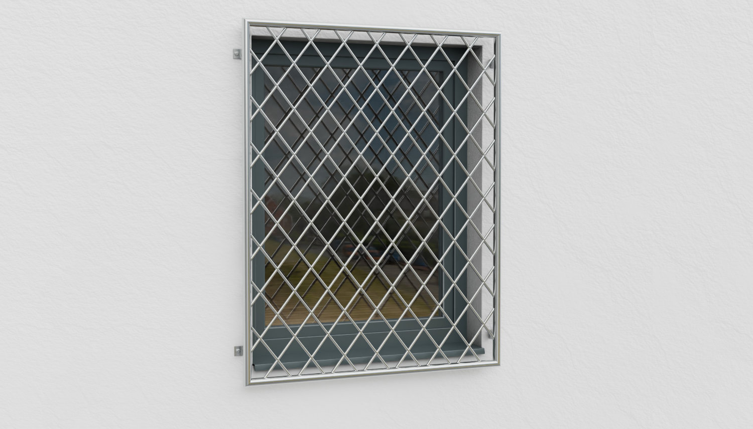 Fenstergitter Edelstahl Rauten Rundstab