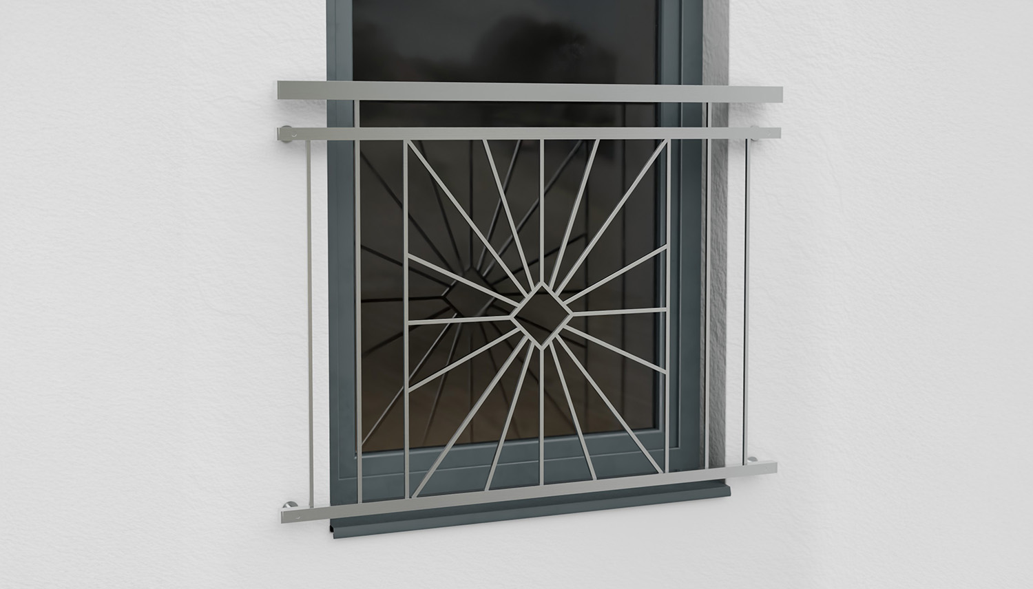 Französischer Balkon Edelstahl Sonne Karo