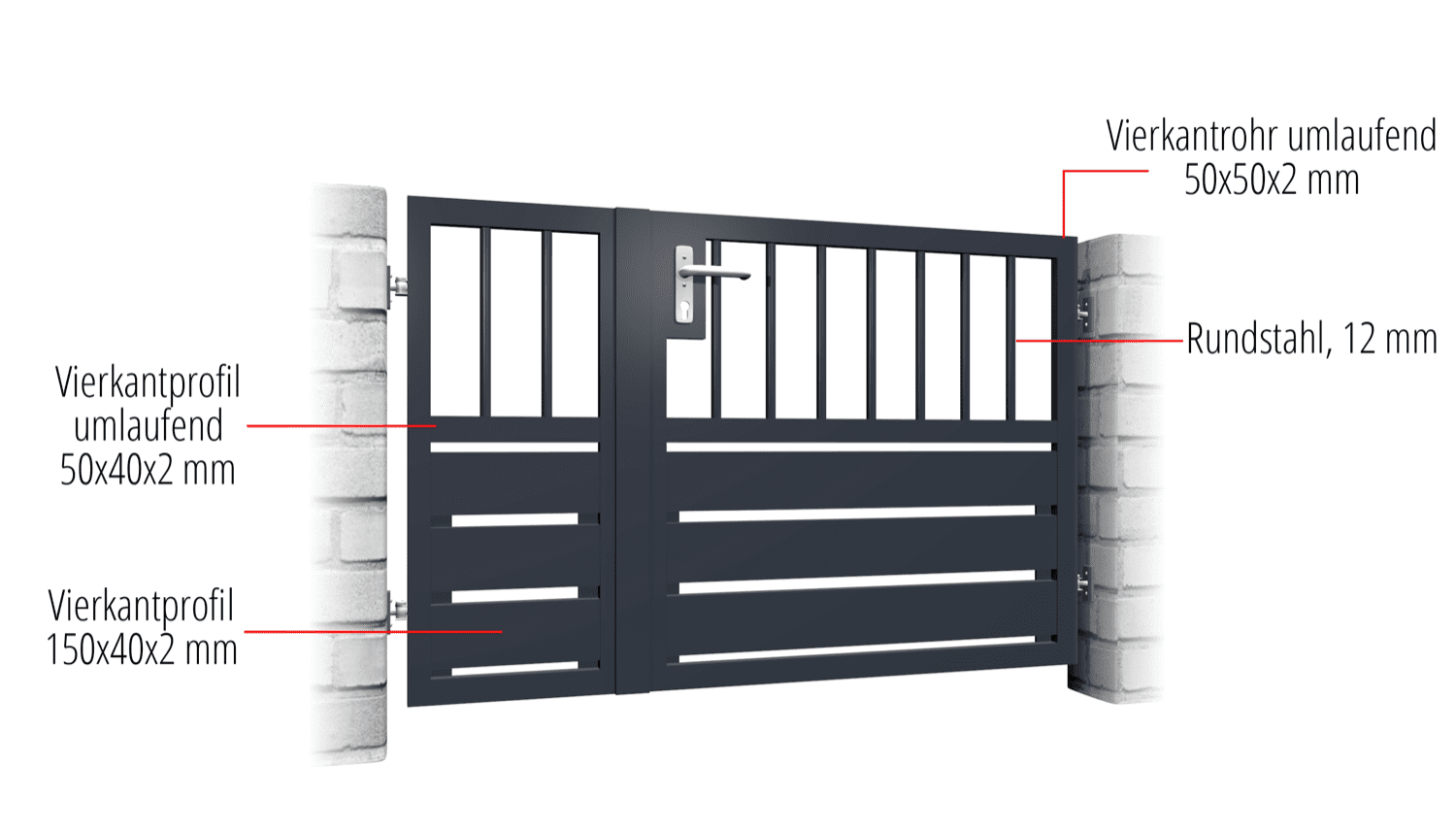 Gartentür Alu 2-flügelig Sichtschutz KSV 1, GE