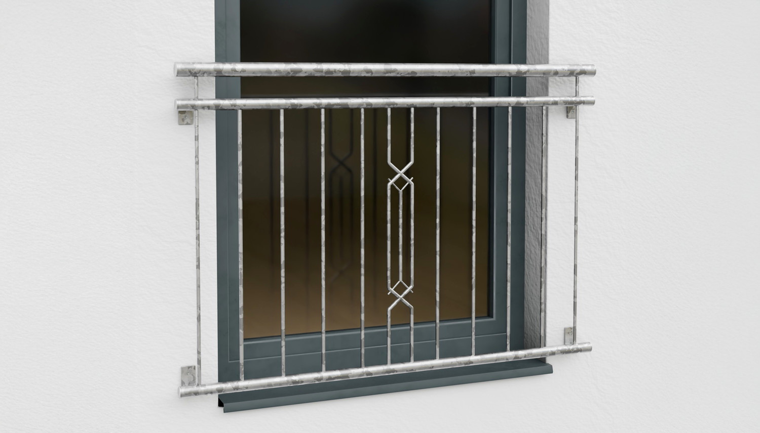 Französischer Balkon verzinkt 6-Eck II Ornament 