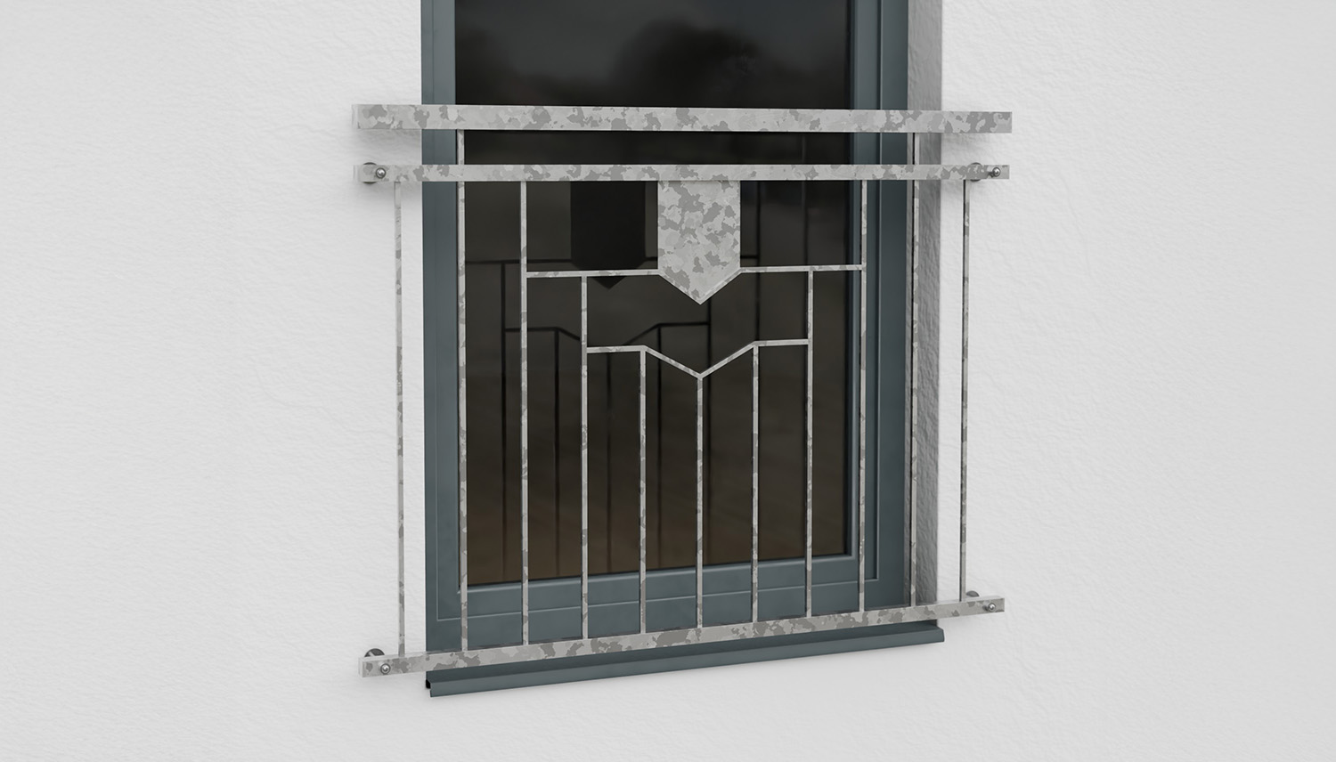 Französischer Balkon verzinkt 5-Eck Ornament 