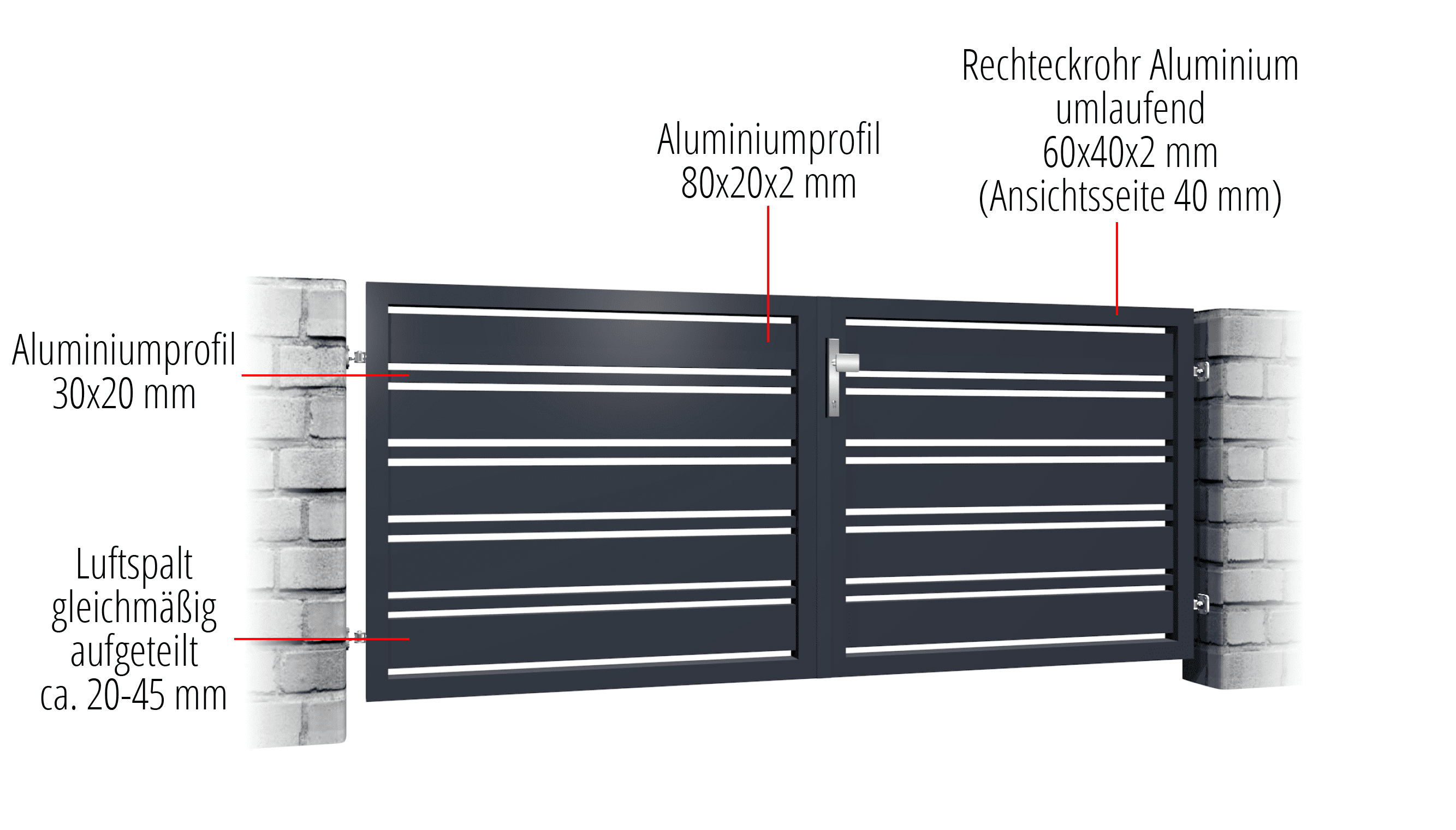 Gartentor Alu 2-flügelig Sichtschutz, GE