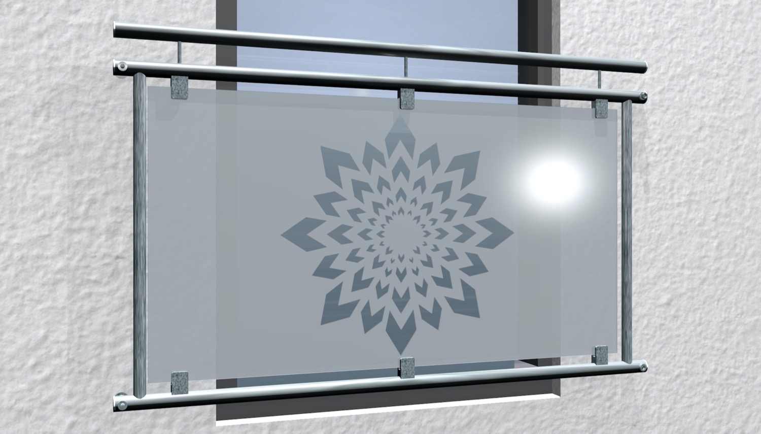 Französischer Balkon verzinkt Designglas KL
