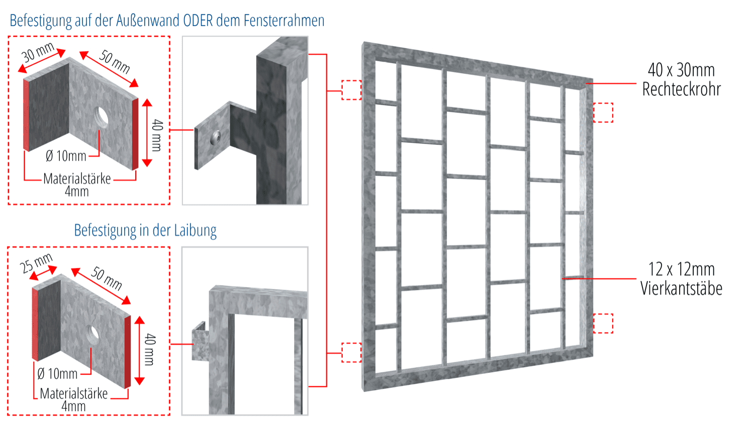 Fenstergitter verzinkt Leiter