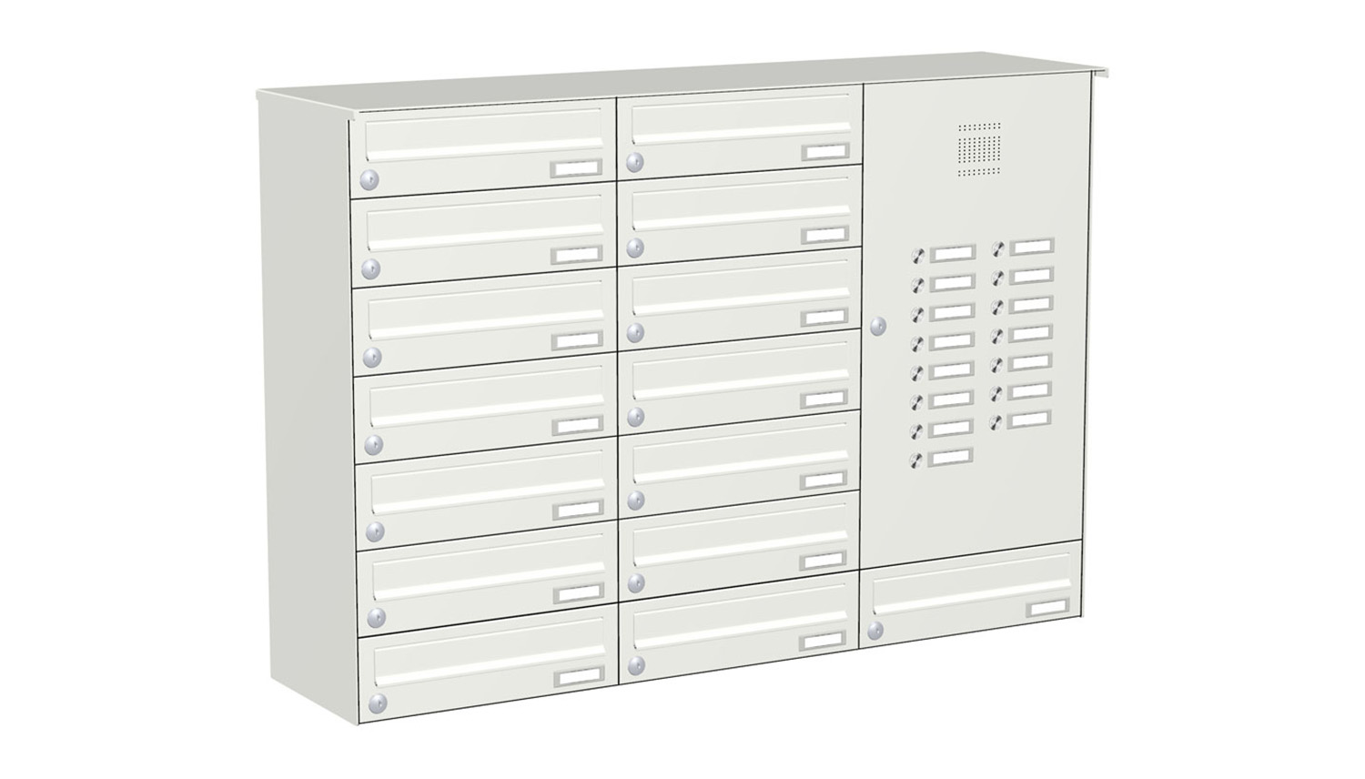 Briefkastenanlage | Aufputz | 15-fach | Waagerecht | Audio | Video | Farbe