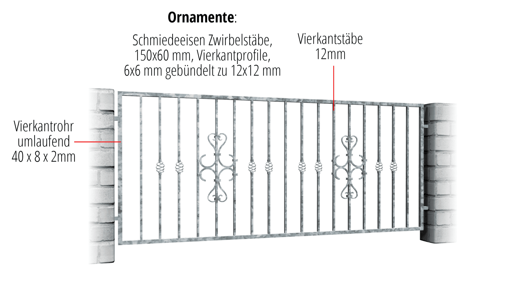 Gartenzaun verzinkt Schnörkel, GE