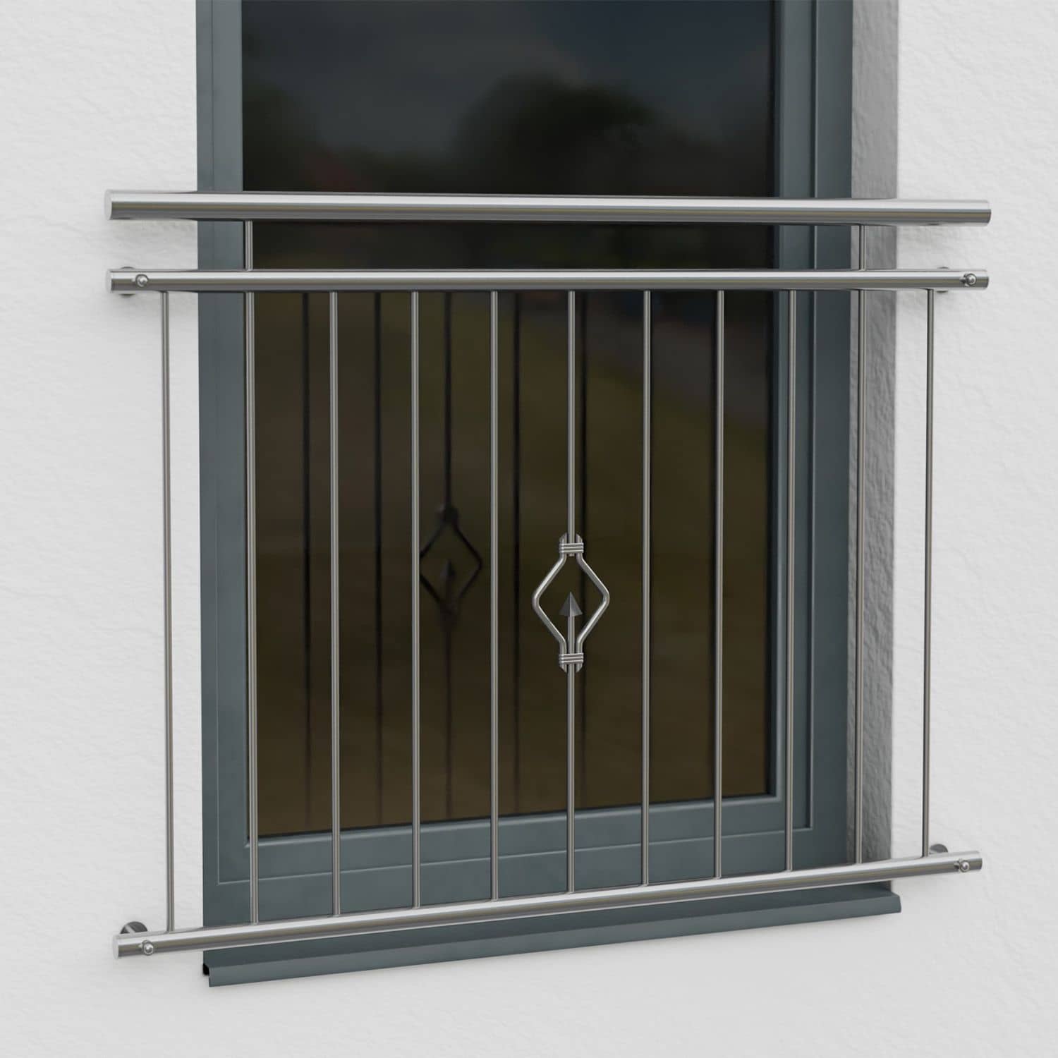 Französischer Balkon Edelstahl Dreieck Ornament 