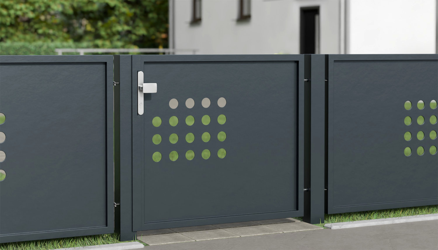 Gartentür Alu 1-flügelig Sichtschutz RLR, GE