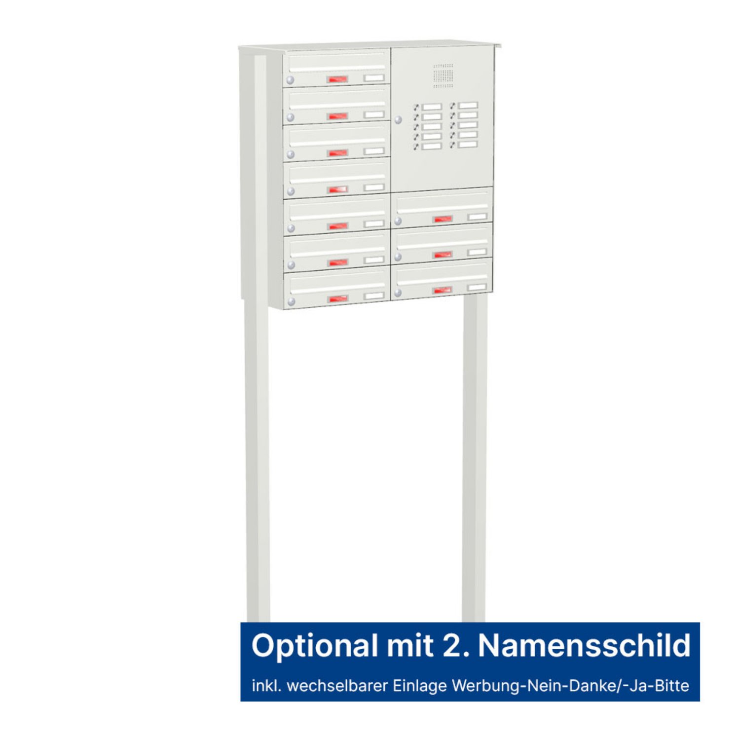Briefkastenanlage | Freistehend | 10-fach | Waagerecht | Audio | Video | Farbe