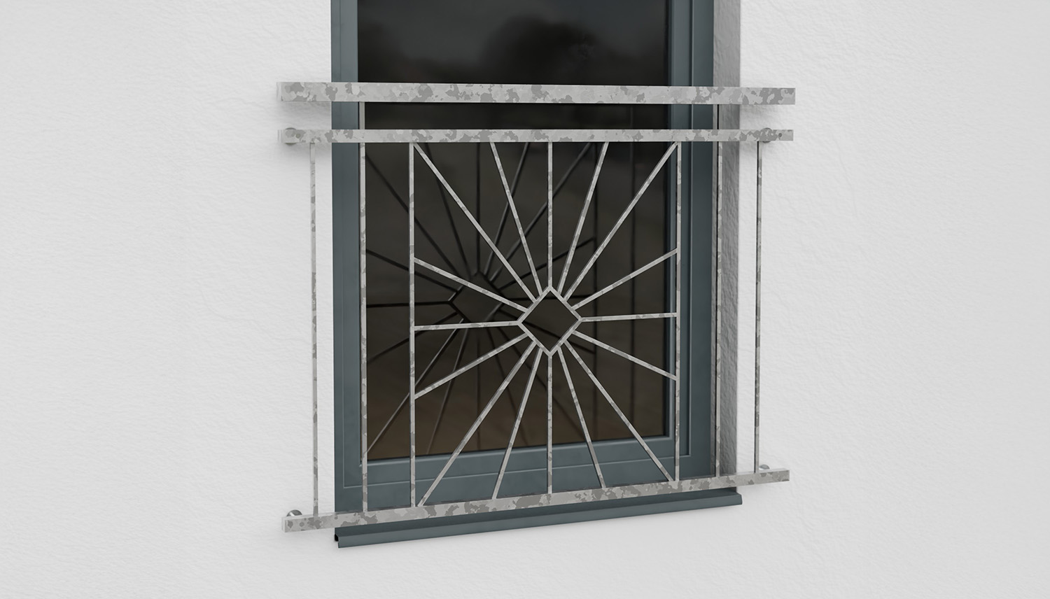 Französischer Balkon verzinkt Sonne Karo