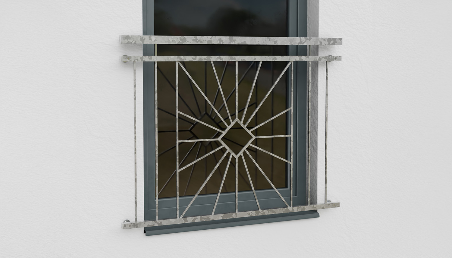 Französischer Balkon verzinkt Sonne Karo