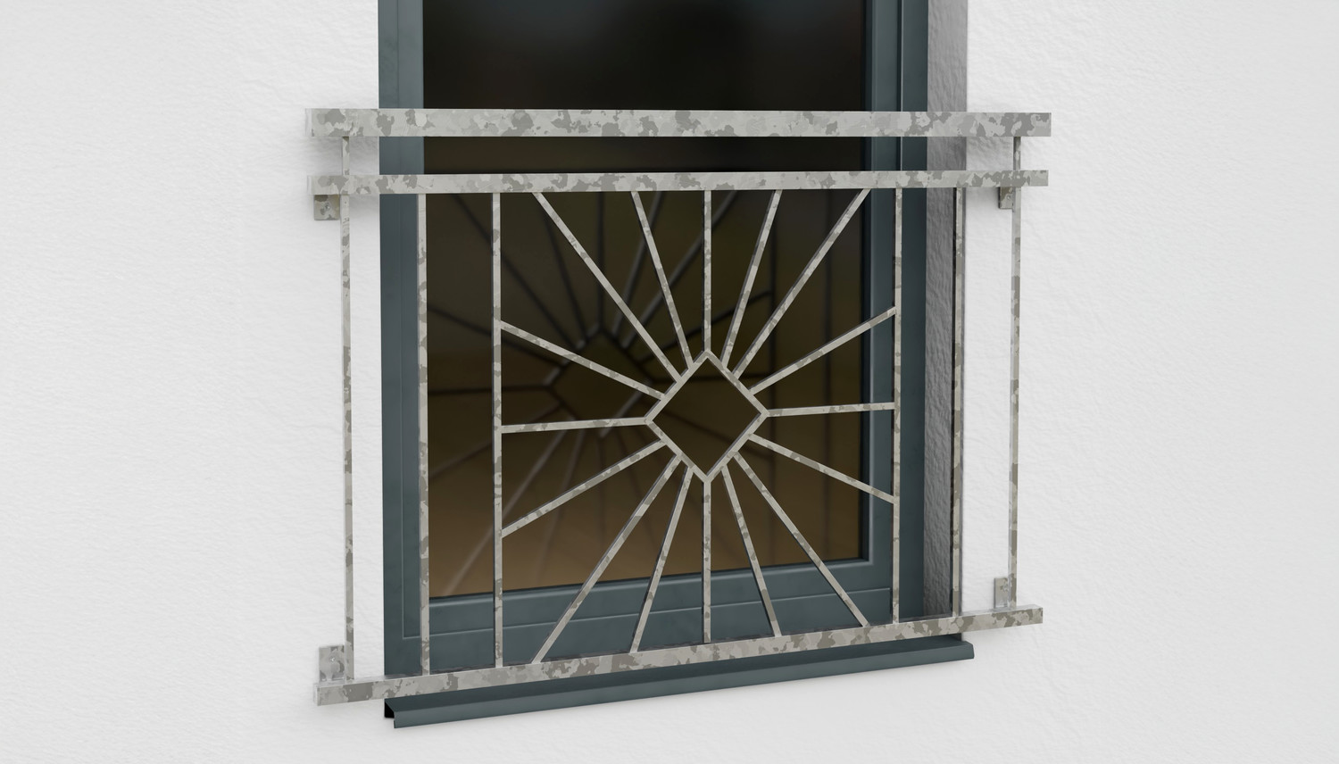 Französischer Balkon verzinkt Sonne Karo