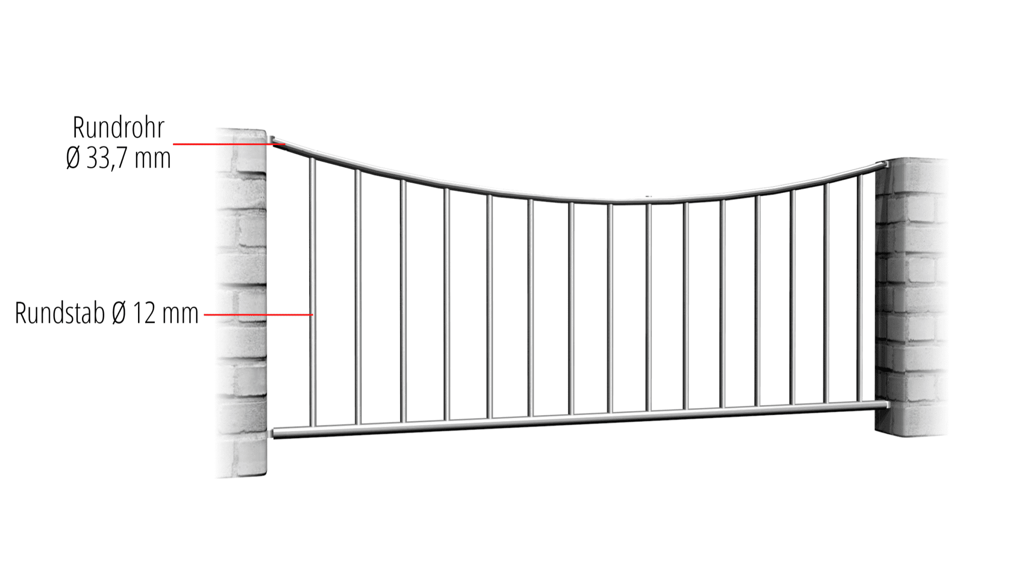 Gartenzaun Edelstahl Vertikalstab 2, UB