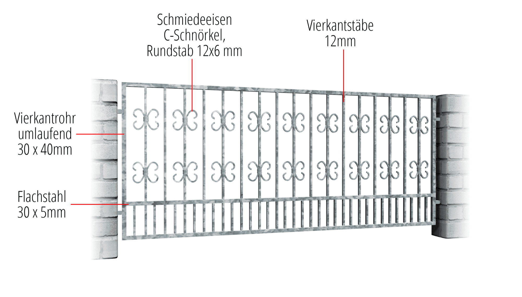 Gartenzaun verzinkt Barock, GE