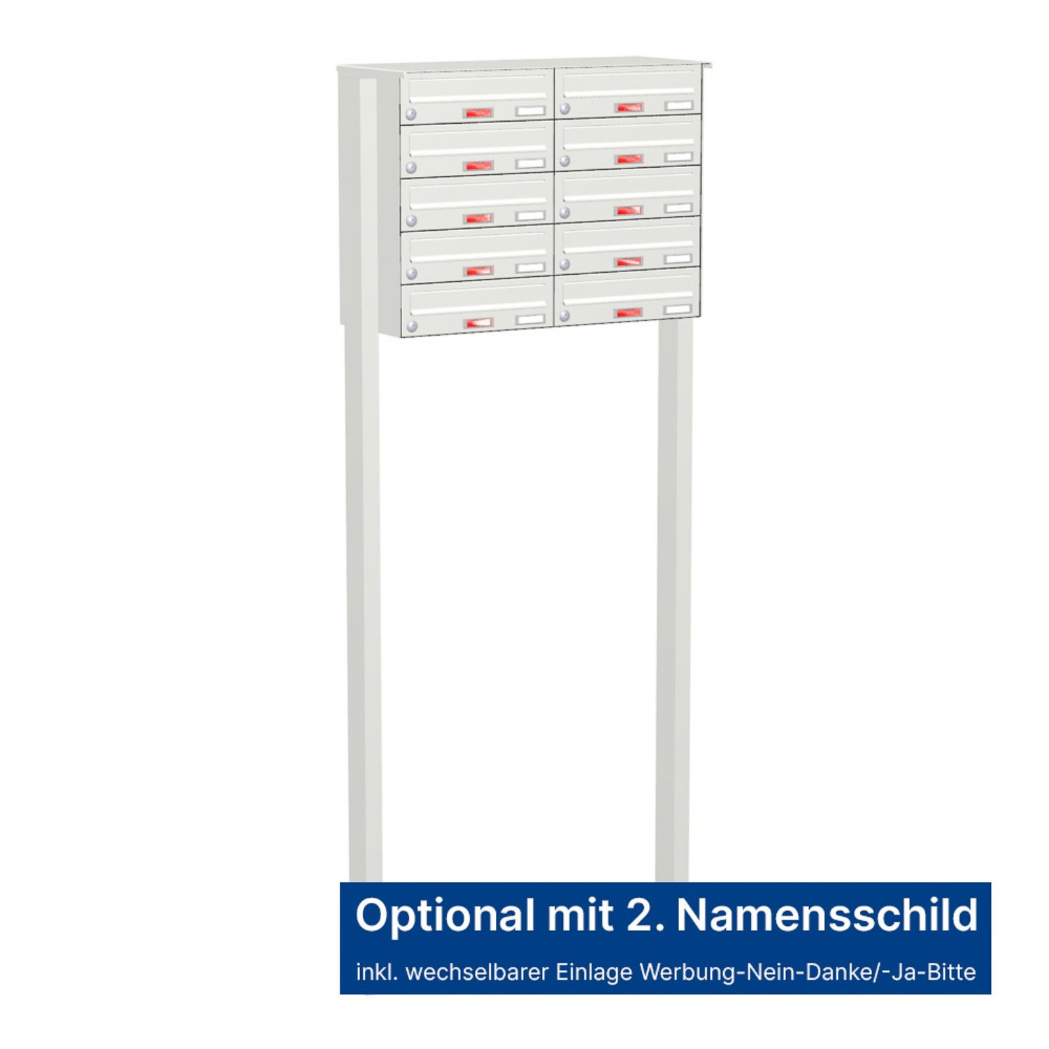 Briefkastenanlage | Freistehend | 10-fach | Waagerecht | Farbe