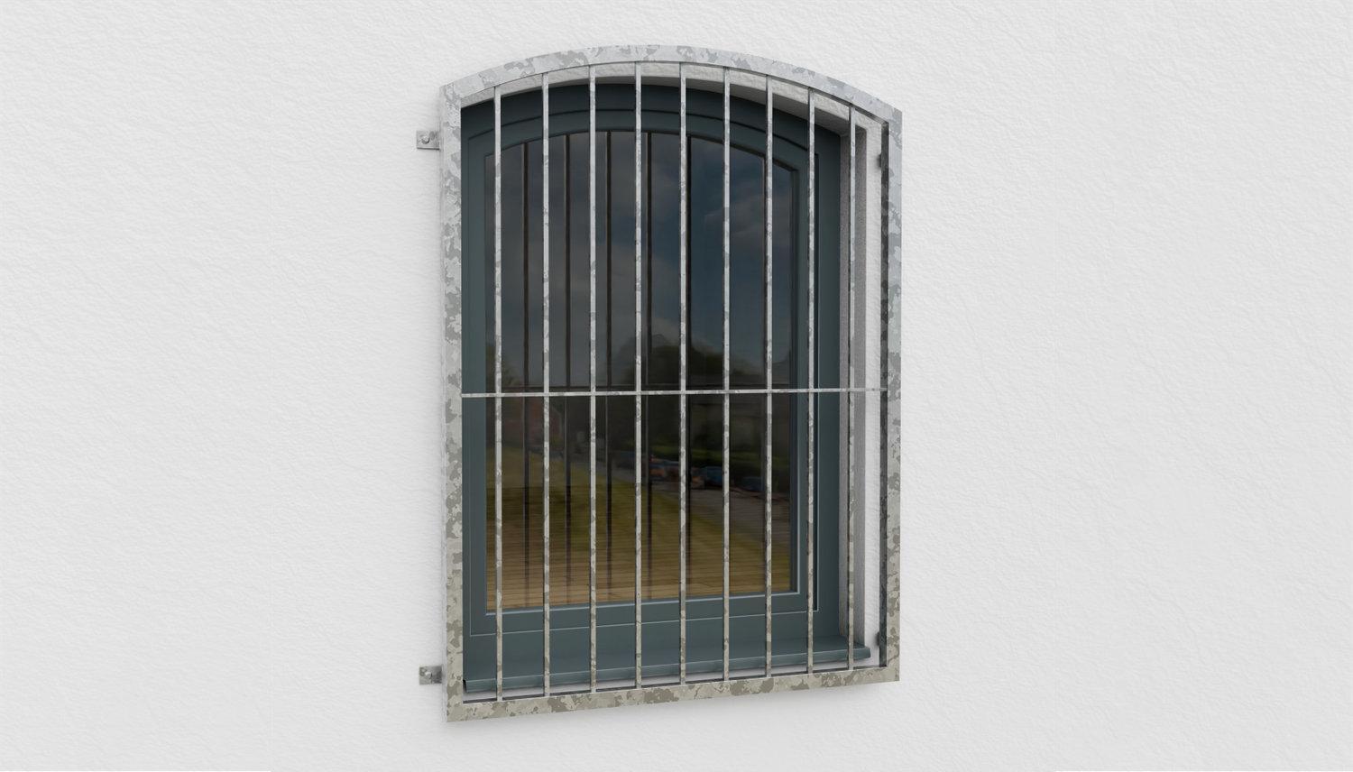 Fenstergitter verzinkt Vertikalstab Oberbogen 